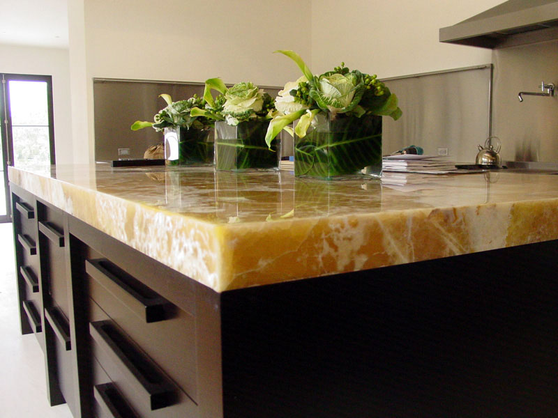 onyx countertop and wall panel